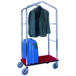 Carucior pentru bagaje si haine Culoare Baza rosie+ Cadru cromat 95 x 55 x 190(h) cm