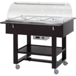 Cărucior Bain Marie din lemn 2000 W Numarul de tavi 3 x GN1/1 - 150(h) mm Culoare Carbon