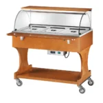 Cărucior Bain Marie din lemn 2000 W Numarul de tavi 3 x GN1/1 - 150(h) mm Culoare Nuc