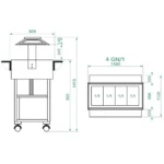 Cărucior Bain Marie din lemn cu display 2000 W Numarul de tavi 4 x GN1/1 - 150(h) mm Culoare Gri