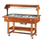 Cărucior Bain Marie din lemn cu display 2000 W Numarul de tavi 4 x GN1/1 - 150(h) mm Culoare Nuc