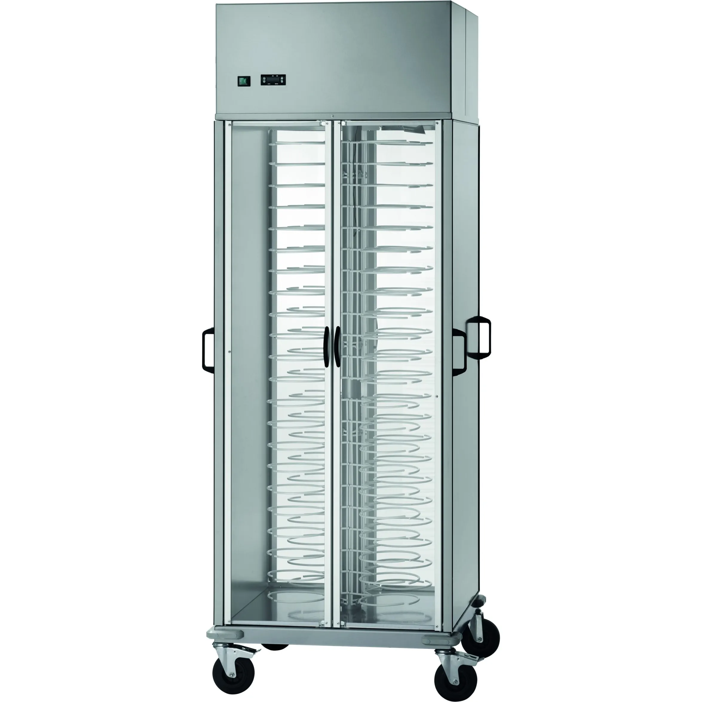 Carucior cald cu usi pentru transport farfurii 460 W +8°C +12°C 88 farfurii ø 18/23 cm 75 x 78 x 203(h) cm