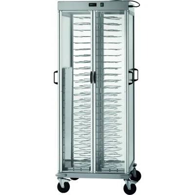 Carucior cald cu usi pentru transport farfurii 800+800 W max 60°C 88 farfurii ø 18/23 cm 75 x 78 x 177(h) cm
