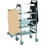 Carucior multifunctional materiale curatenie Farfurii 4 rafturi + suport superior- 2 brațe rabatabile 82/152 x 50 x 158(h) cm
