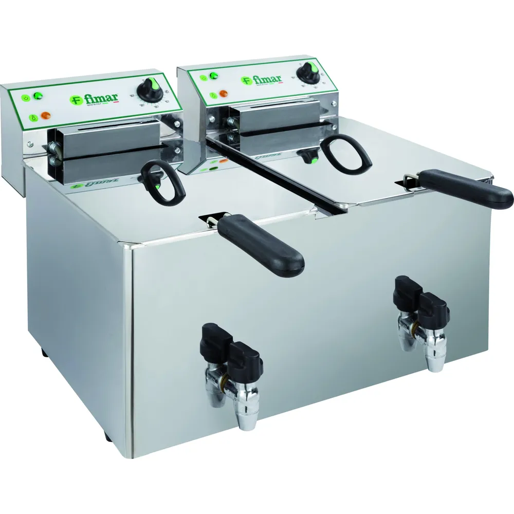 Friteuza electrica profesionala DOPPIA cu robinet FR1010RN FIMAR 6000+6000 W , 380-415 V