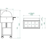 Gheridon , masa rece model lemn cu display 2500 W Numarul de tavi 3 x GN1/1 - 150(h) mm Culoare Carbon