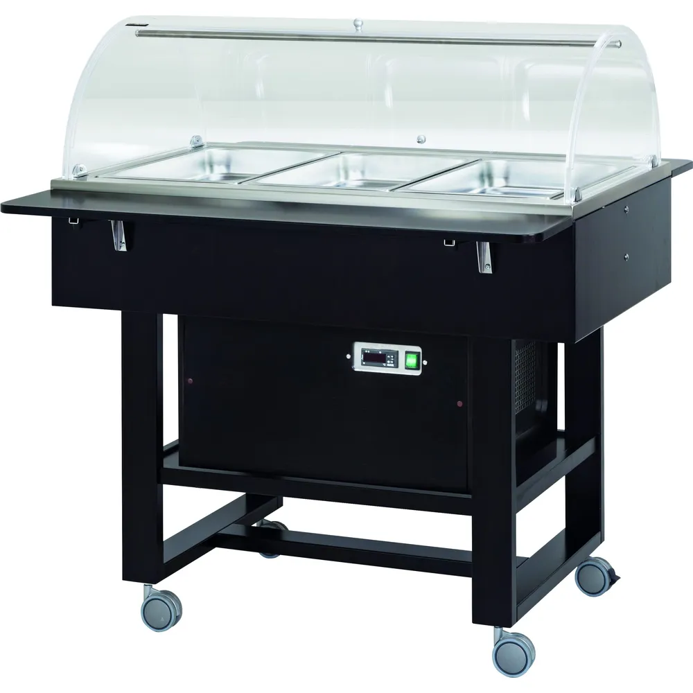 Gheridon , masa rece model lemn cu display 2500 W Numarul de tavi 3 x GN1/1 - 150(h) mm Culoare Carbon