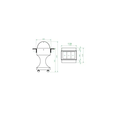 Gheridon , masa rece model lemn cu display 2500 W Numarul de tavi 3 x GN1/1 - 150(h) mm Culoare Gri