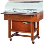 Gheridon , masa rece model lemn cu display 2500 W Numarul de tavi 3 x GN1/1 - 150(h) mm Culoare Nuc