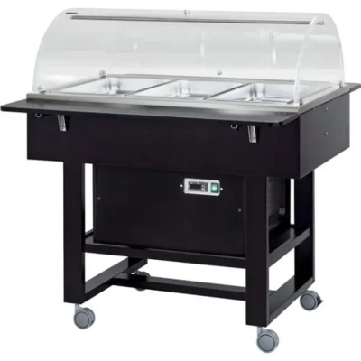 Gheridon , masa rece model lemn cu display 2500 W Numarul de tavi 3 x GN1/1 - 150(h) mm Culoare Wengé