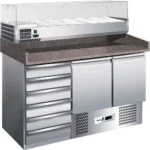 Masa de lucru pentru pizza , statica , inox+ granit 257 l , +2+8°C