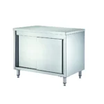 Masa de lucru tip dulap din inox dotata cu usi culisante fara spatar perete 180x70x85 GDASR187