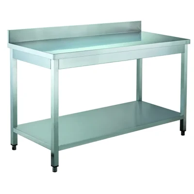Masa de lucru din inox dotata cu picioare reglabile si cu spatar perete W/BACK 200x70x95