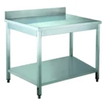 Masa de lucru din inox dotata cu picioare reglabile si cu spatar perete W/BACK 70x70x95