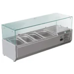Vitrină frigorifică ingrediente pizza, shaorma, kebab, din inox , capacitate 1173 n.3 x GN1/3 + n.1 x GN1/2 temperatura +32°C / 55%HR