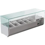 Vitrină frigorifică ingrediente pizza, shaorma, kebab, din inox , capacitate 537 l n.10 x GN1/4 temperatura +32°C / 55%HR