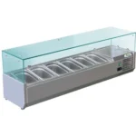 Vitrină frigorifică ingrediente pizza, shaorma, kebab, din inox , capacitate 560 l n.6 x GN1/4 temperatura -2°C / +8°C