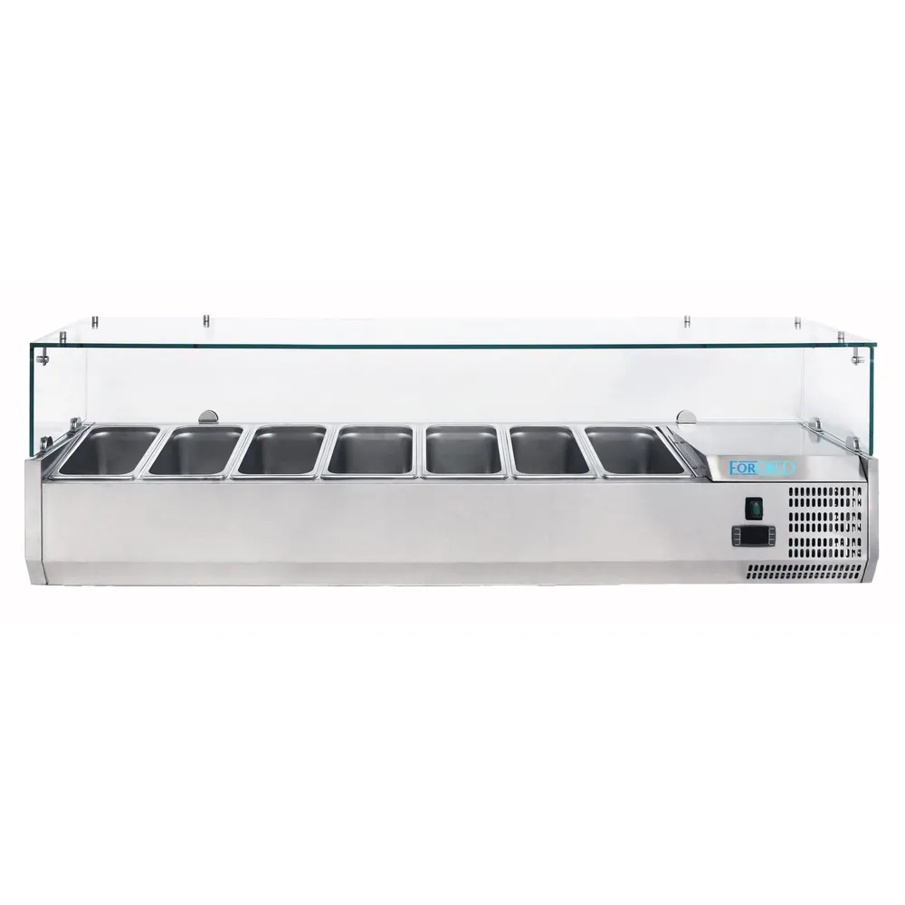 Vitrina frigorifica pizza 9x GN1/4 - 36 L , Capac de sticlă , -2°C / +8°C