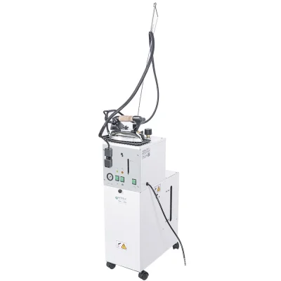 Stație de călcat cu abur BARBARA 31 Semi-automată – generator de abur profesional cu pompă Pedrollo, boiler din inox 4,5 L, carcasă vopsită alb, cu fier EOS inclus
